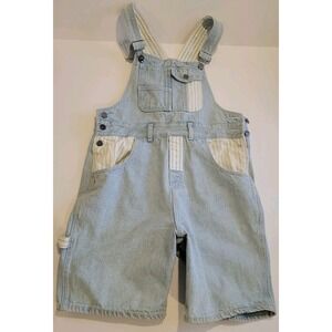 Vtg 90s Contempo Denim Carpenter Overalls Shortalls Shorts Womens M 2 Tone Jean